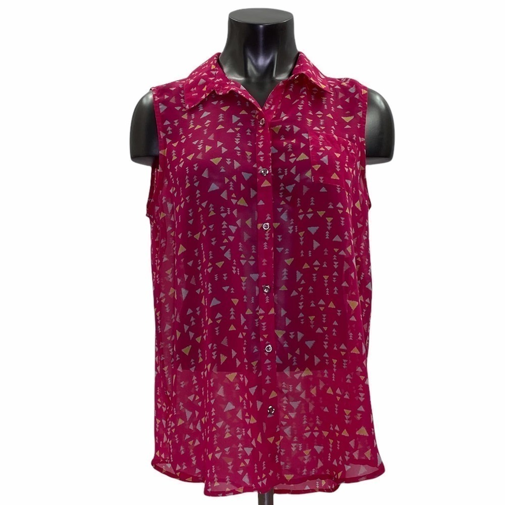 NO Boundaries Pink Geometric Sleeveless Blouse